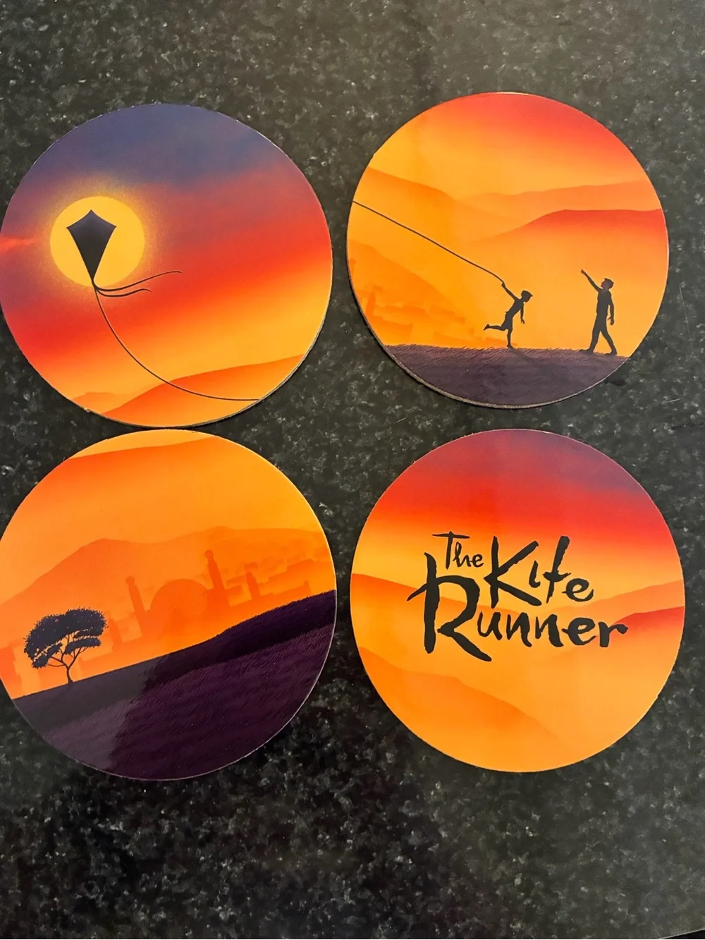 The Kite Runner Broadway Play Rare Coaster Set x4 - Promotional Cast Gift